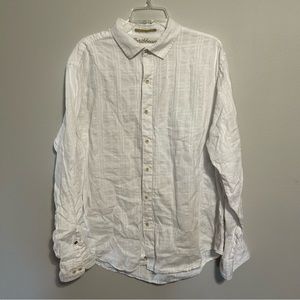 Caribbean men’s XL white linen long sleeve button up shirt lightweight
